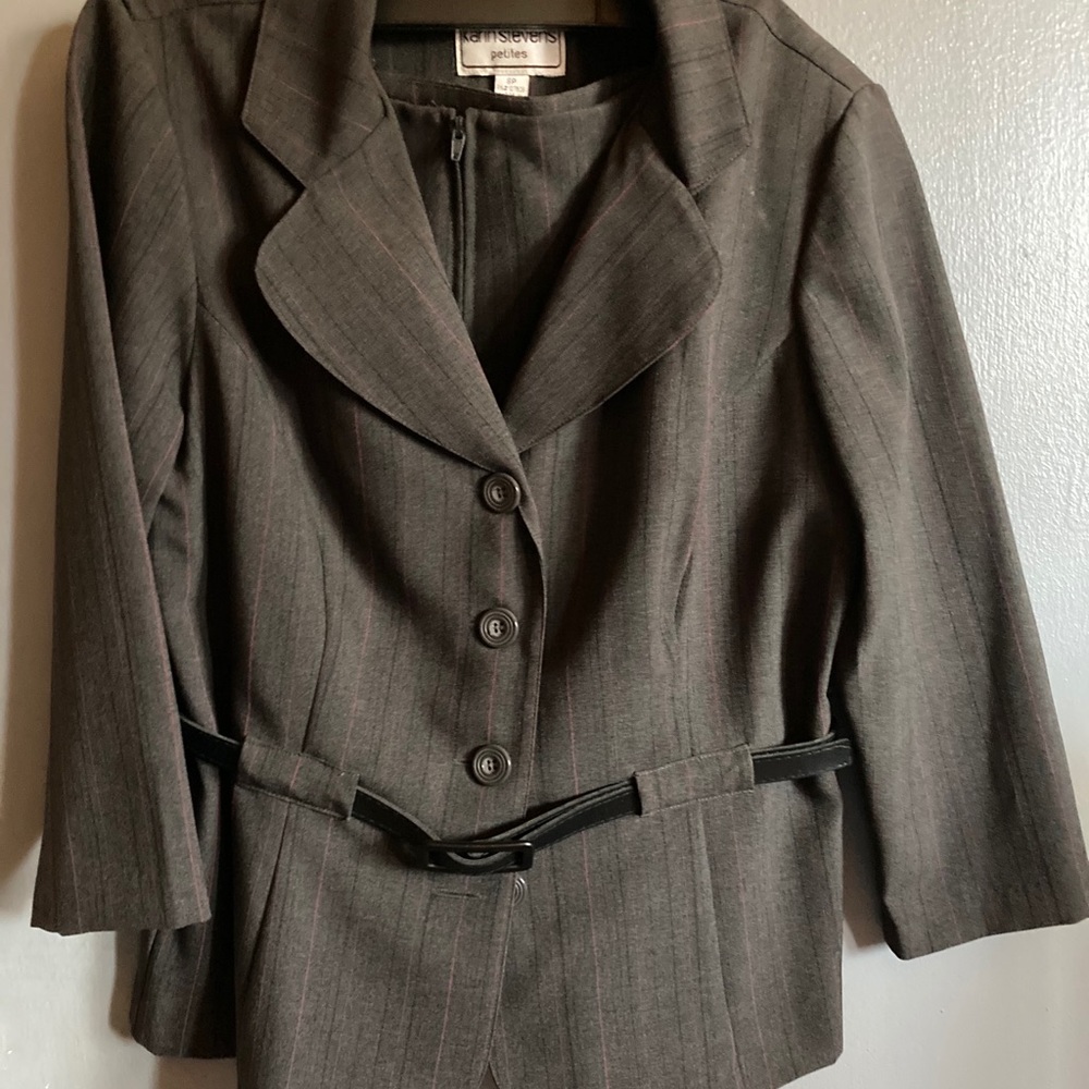 Two piece skirt & jacket pin stripped suit